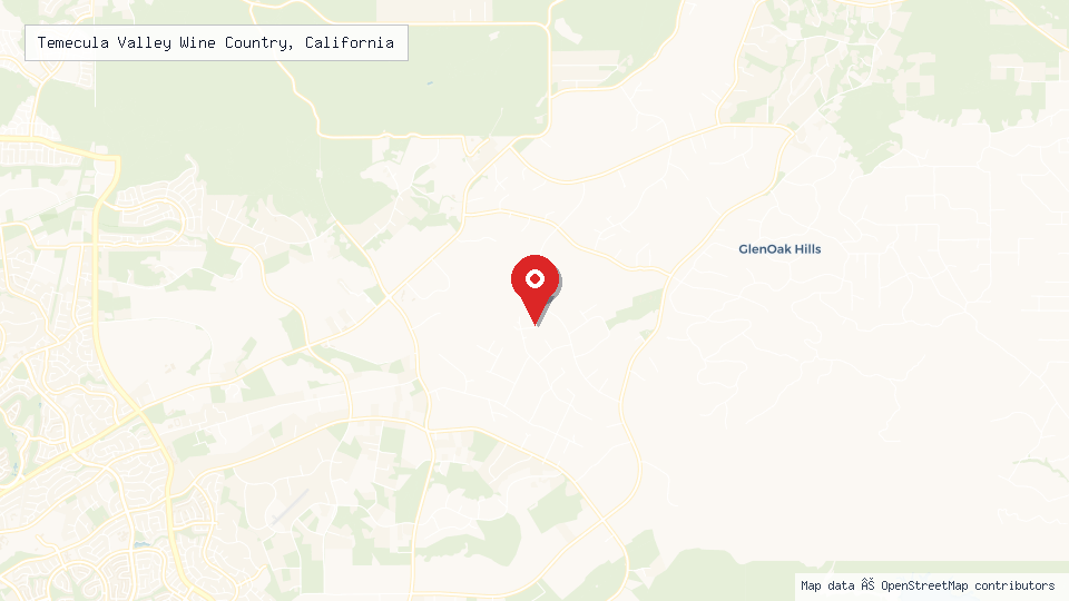 Street map of Temecula Valley Wine Country, California with location pin