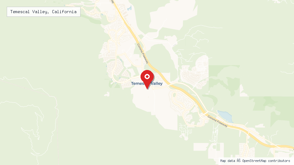 Street map of Temescal Valley, California with location pin