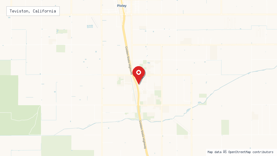 Street map of Teviston, California with location pin