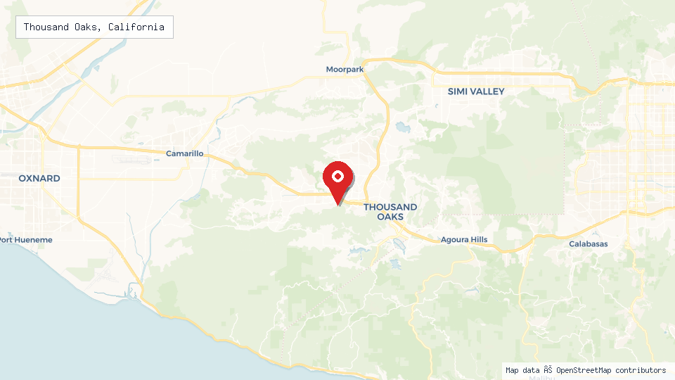 Street map of Thousand Oaks, California with location pin