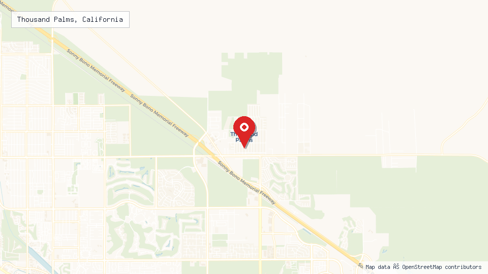 Street map of Thousand Palms, California with location pin