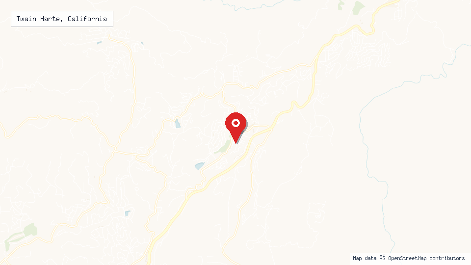 Street map of Twain Harte, California with location pin
