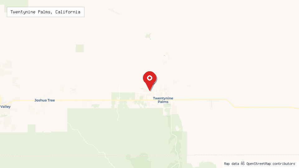 Street map of Twentynine Palms, California with location pin