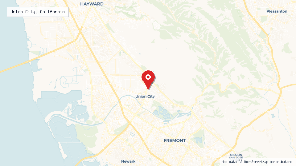 Street map of Union City, California with location pin