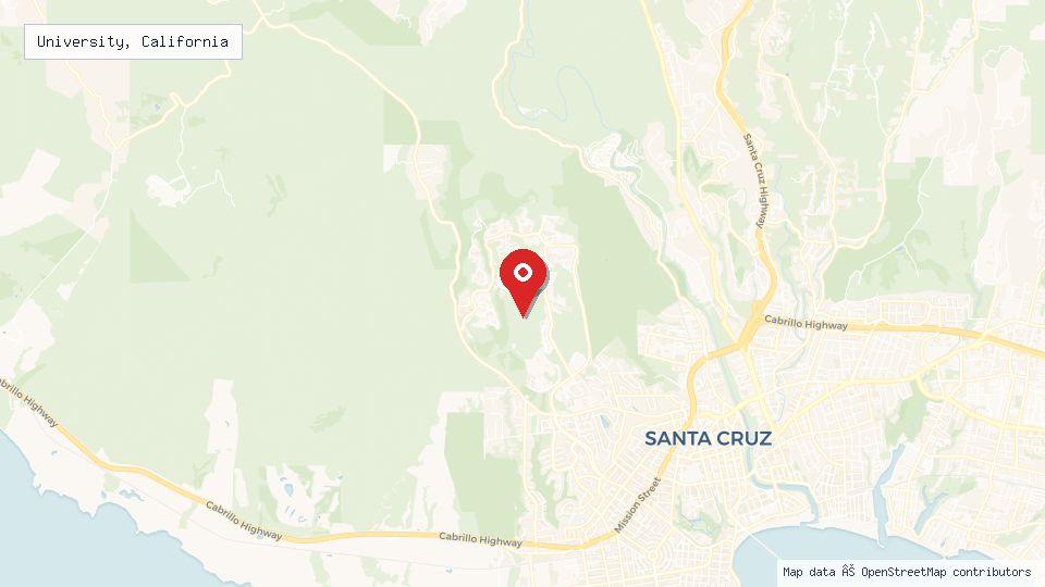 Street map of University, California with location pin