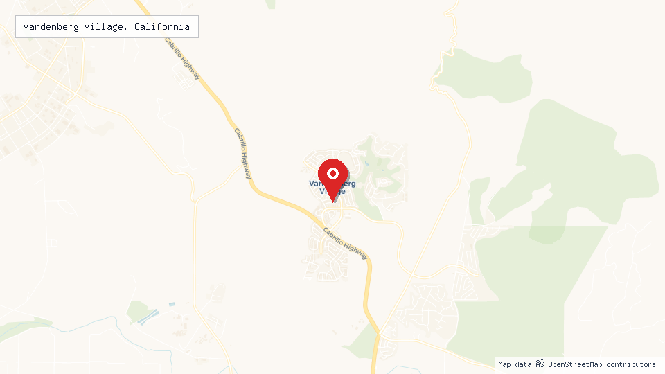 Street map of Vandenberg Village, California with location pin