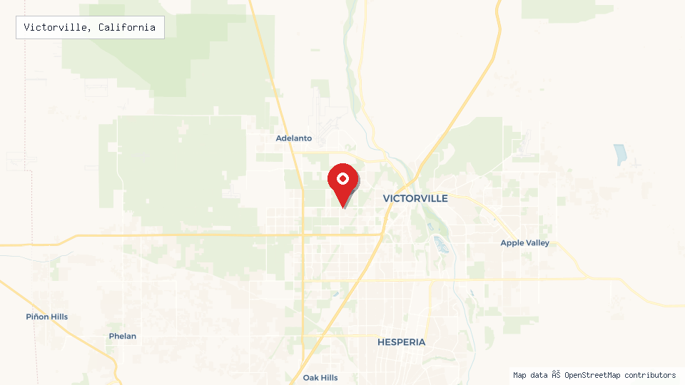 Street map of Victorville, California with location pin