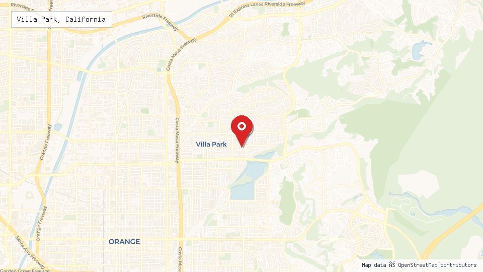 Street map of Villa Park, California with location pin