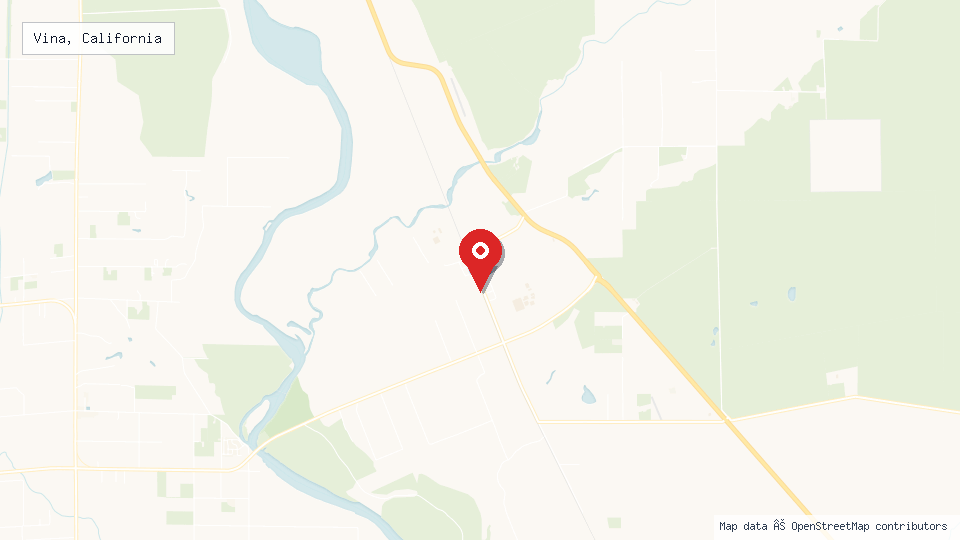 Street map of Vina, California with location pin