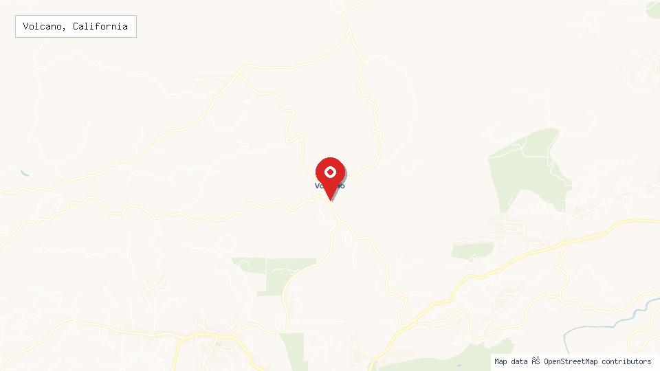 Street map of Volcano, California with location pin