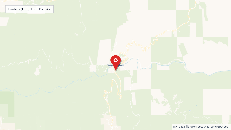 Street map of Washington, California with location pin