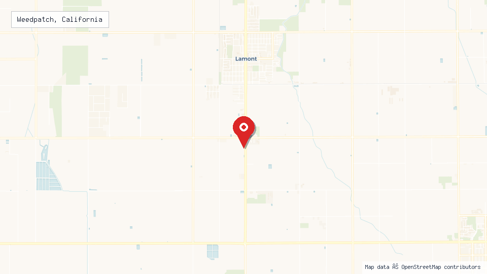 Street map of Weedpatch, California with location pin