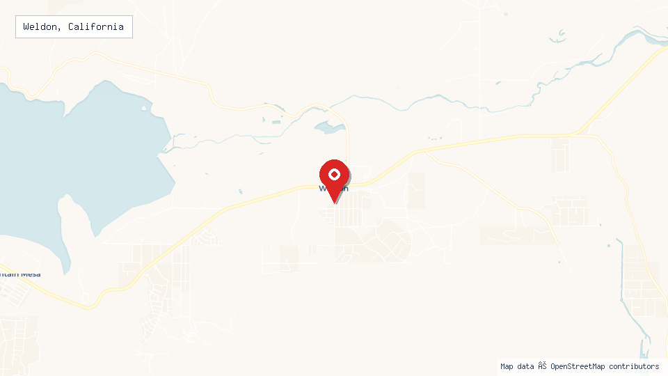 Street map of Weldon, California with location pin