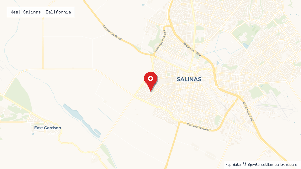 Street map of West Salinas, California with location pin