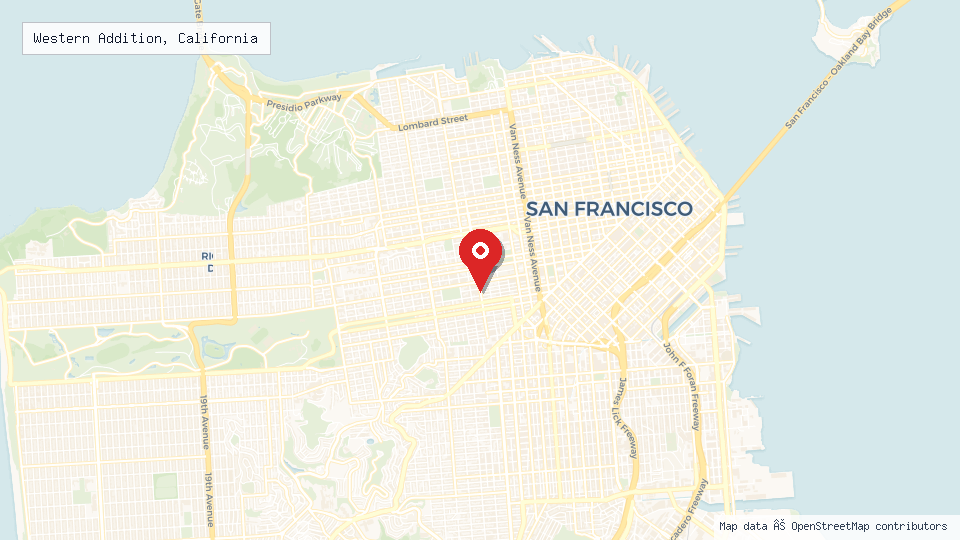 Street map of Western Addition, California with location pin