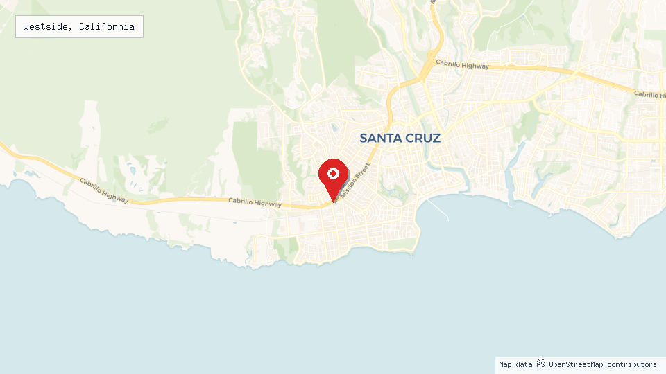 Street map of Westside, California with location pin