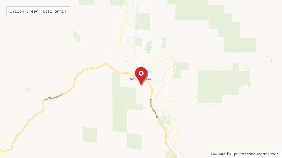 Street map of Willow Creek, California with location pin