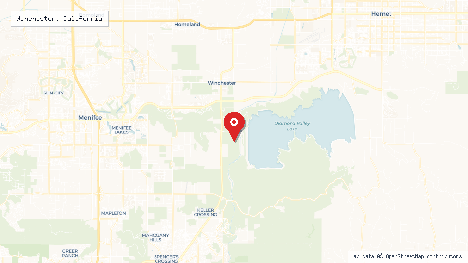Street map of Winchester, California with location pin