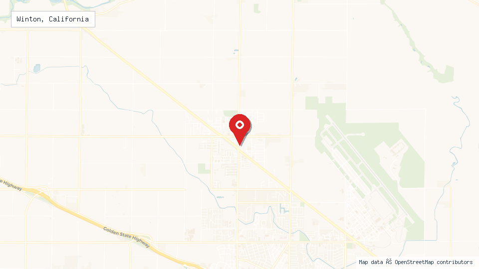 Street map of Winton, California with location pin