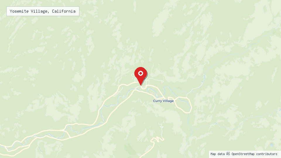 Street map of Yosemite Village, California with location pin