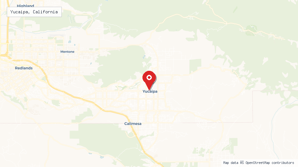 Street map of Yucaipa, California with location pin