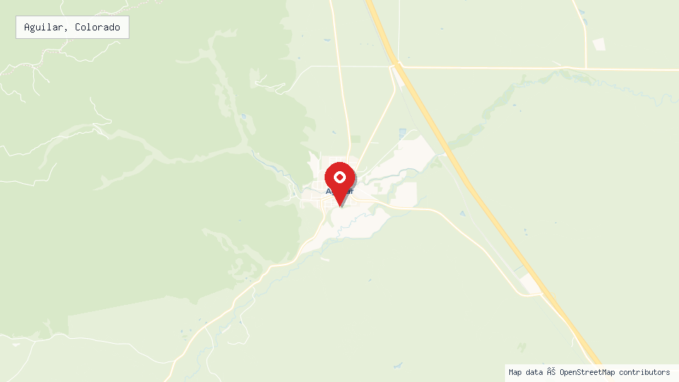 Street map of Aguilar, Colorado with location pin