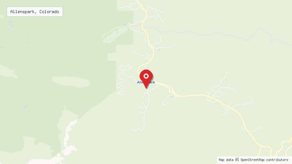 Street map of Allenspark, Colorado with location pin