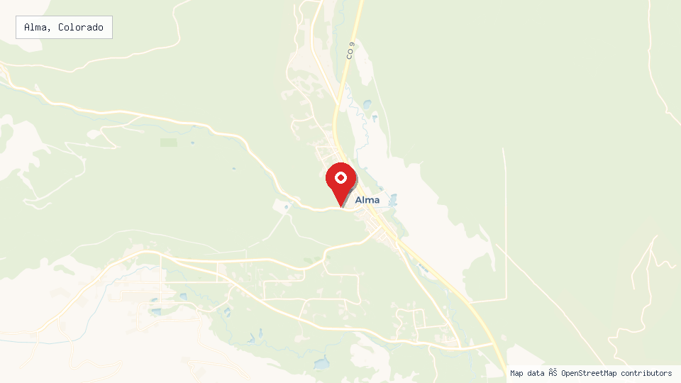 Street map of Alma, Colorado with location pin