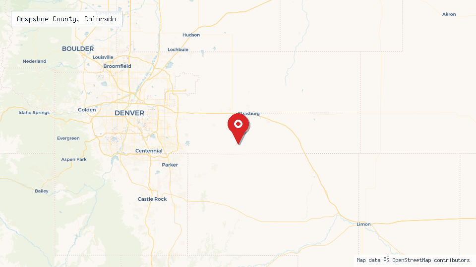 Street map of Arapahoe County, Colorado with location pin