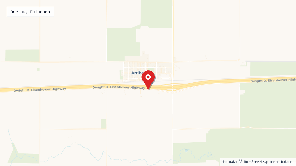 Street map of Arriba, Colorado with location pin