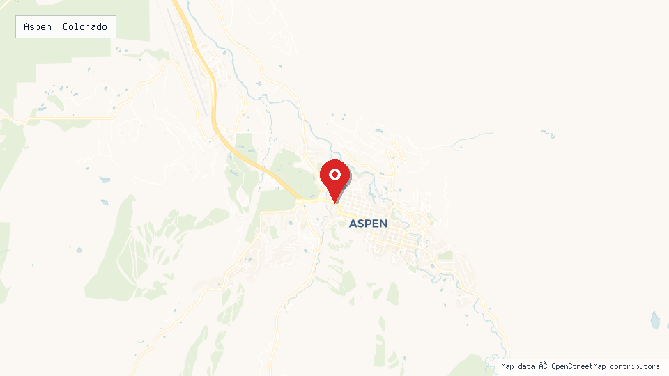 Street map of Aspen, Colorado with location pin