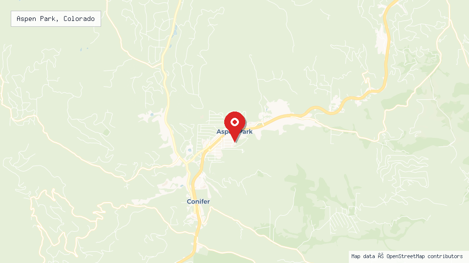Street map of Aspen Park, Colorado with location pin