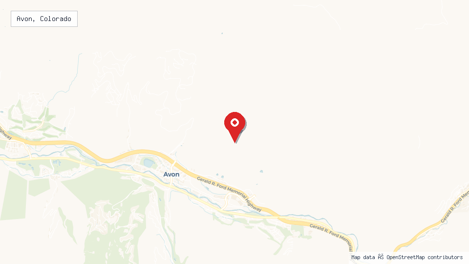 Street map of Avon, Colorado with location pin