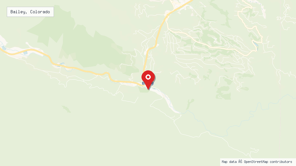 Street map of Bailey, Colorado with location pin