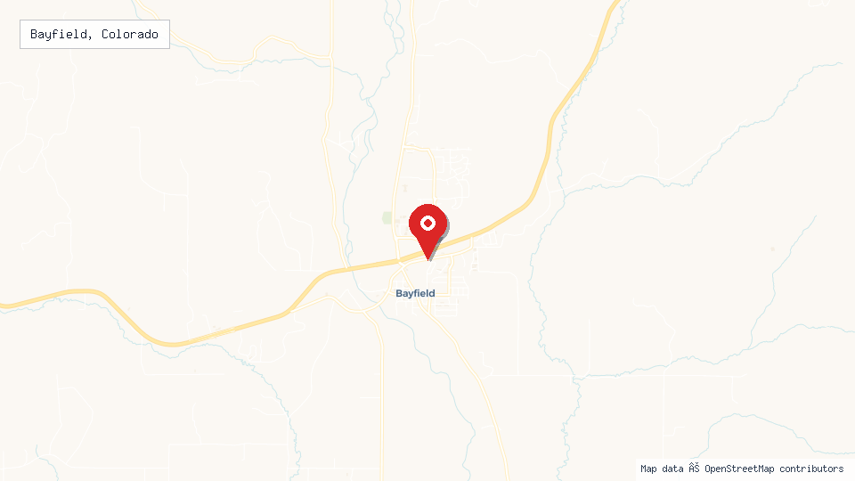 Street map of Bayfield, Colorado with location pin