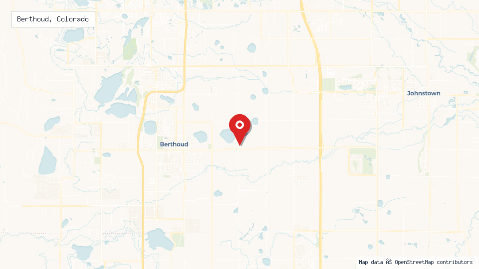 Street map of Berthoud, Colorado with location pin