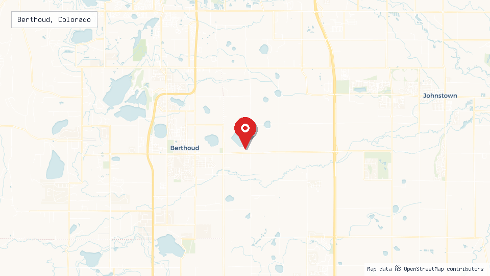 Street map of Berthoud, Colorado with location pin