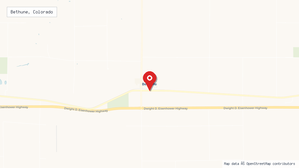 Street map of Bethune, Colorado with location pin