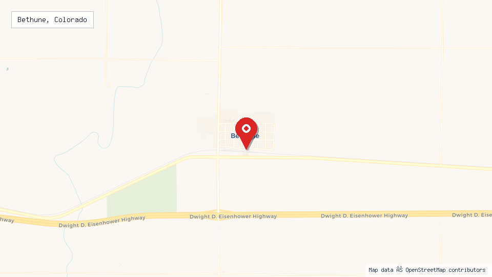 Street map of Bethune, Colorado with location pin
