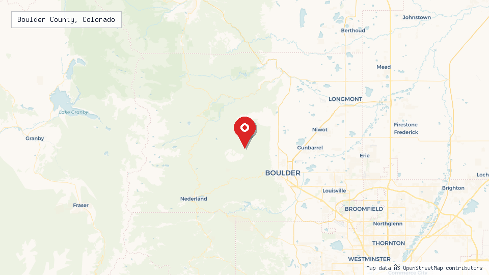 Street map of Boulder County, Colorado with location pin