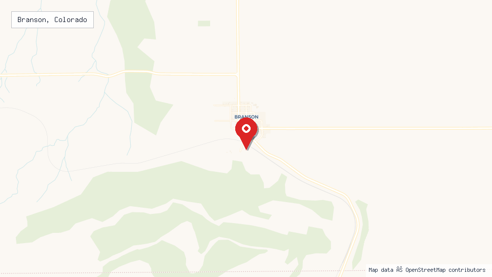 Street map of Branson, Colorado with location pin