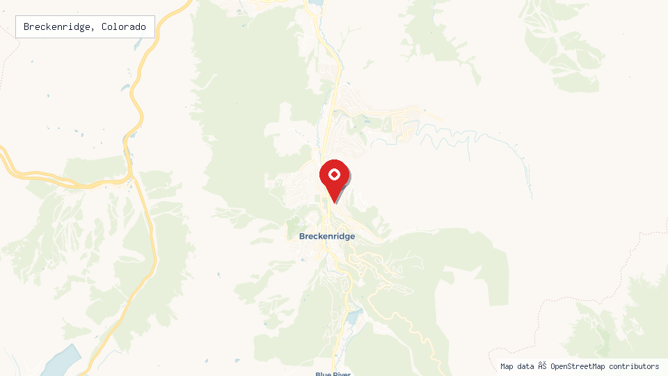 Street map of Breckenridge, Colorado with location pin