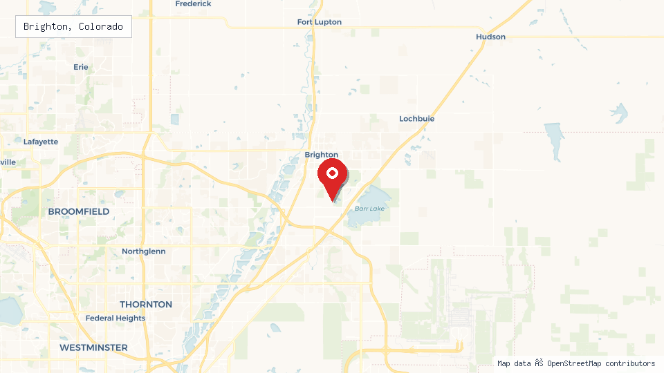 Street map of Brighton, Colorado with location pin