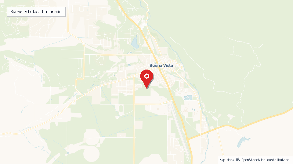 Street map of Buena Vista, Colorado with location pin