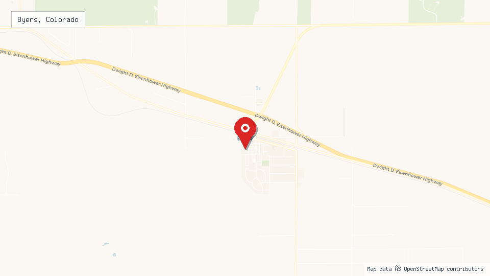 Street map of Byers, Colorado with location pin