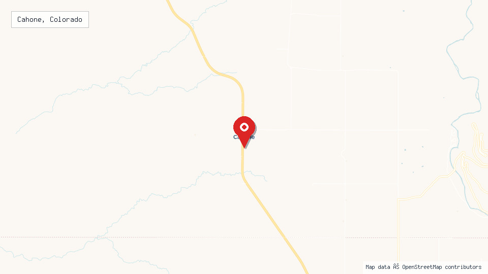 Street map of Cahone, Colorado with location pin