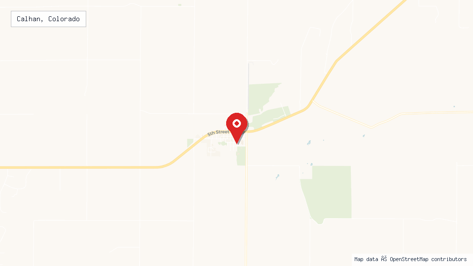 Street map of Calhan, Colorado with location pin