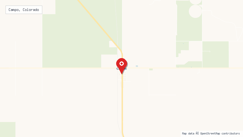 Street map of Campo, Colorado with location pin