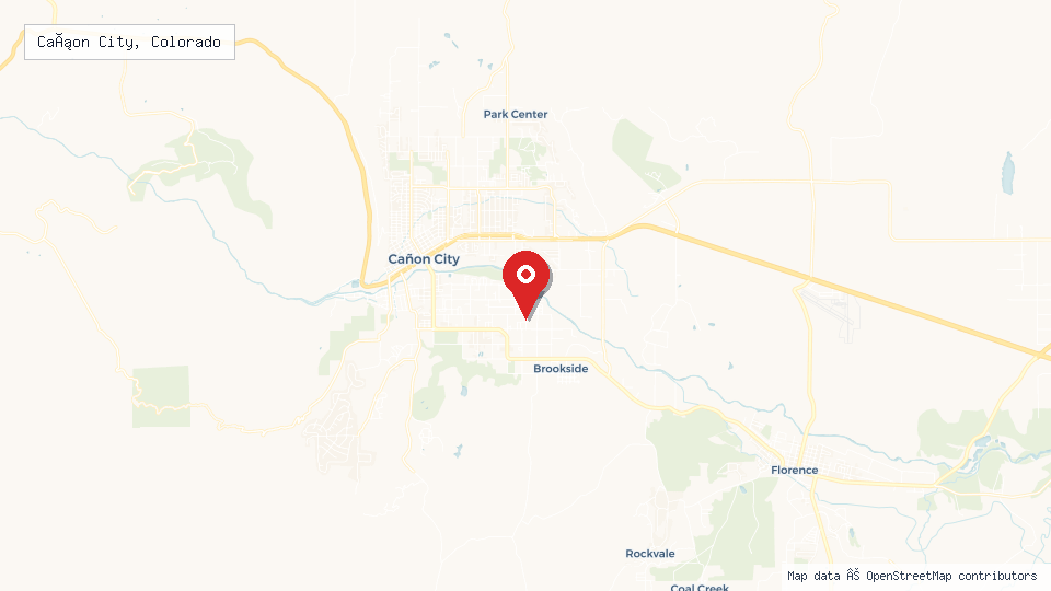 Street map of Cañon City, Colorado with location pin