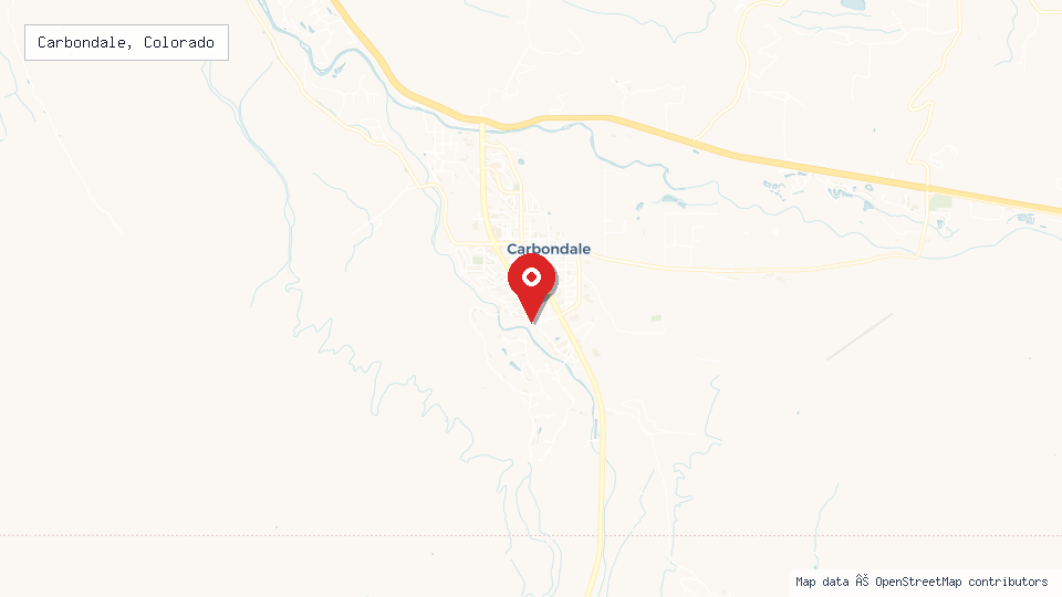 Street map of Carbondale, Colorado with location pin